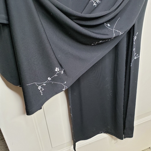 VINTAGE Dress JALATE Black Maxi Sleeveless White Floral Sz S - Picture 5 of 9